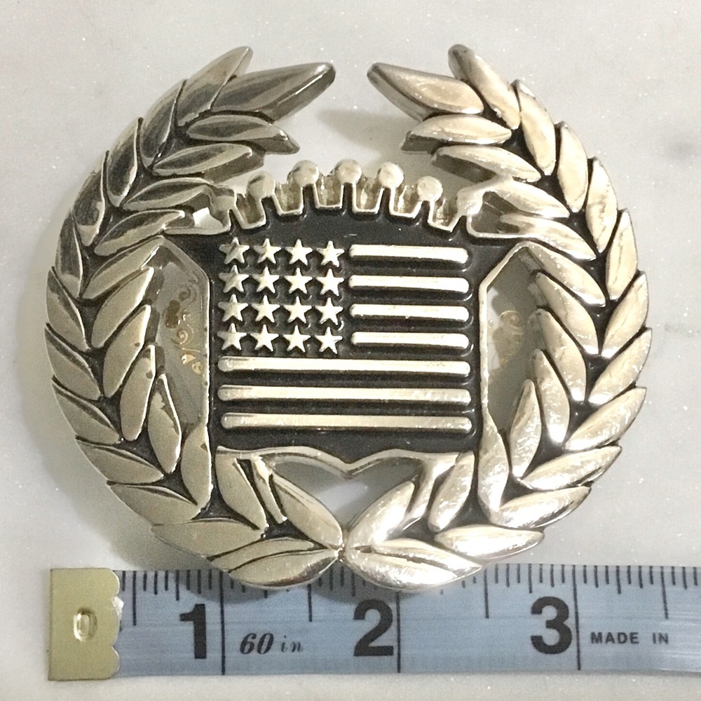 Vintage Famous Stars & Straps American Flag Chrome Buckle